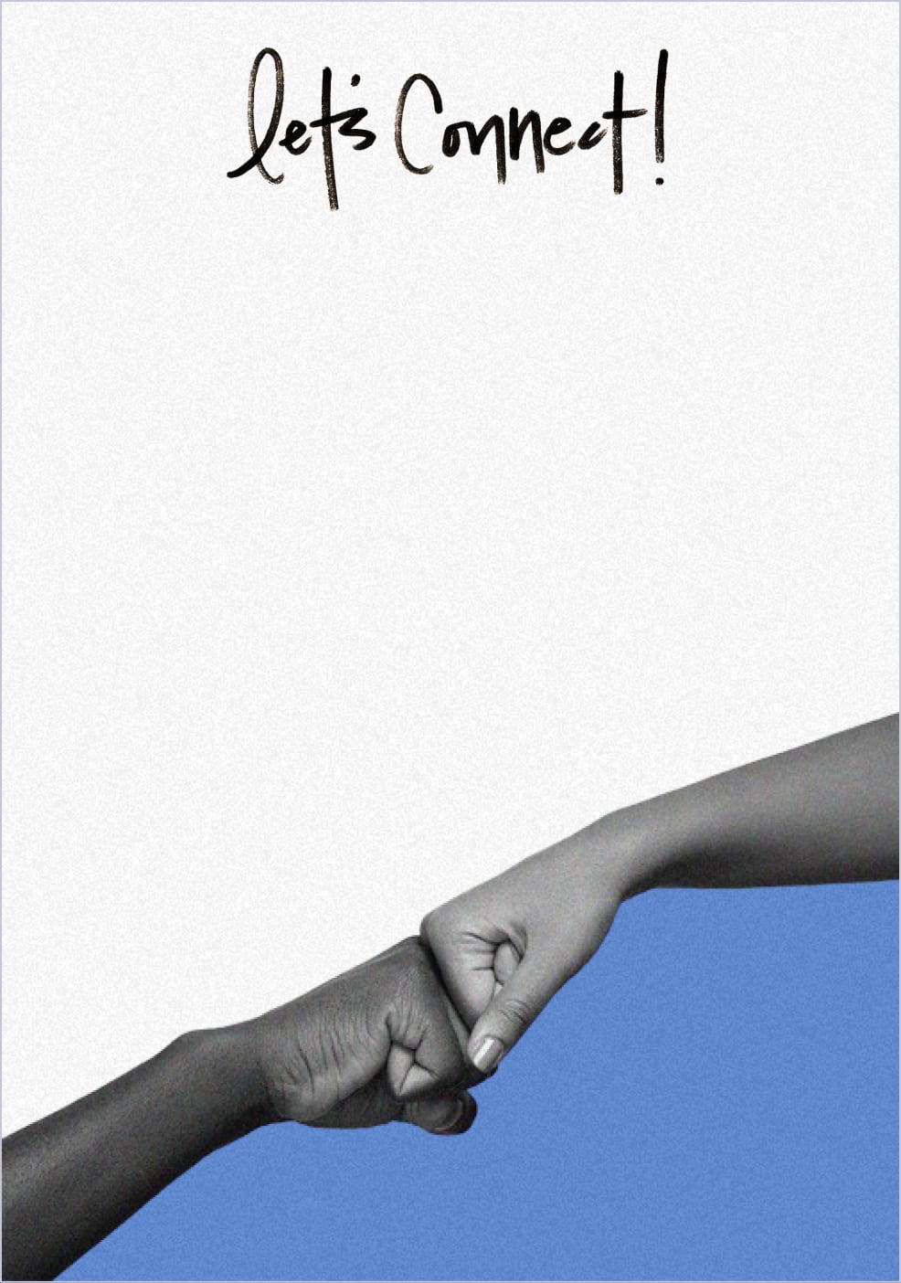 Let's connect — two hands meeting in a fist bump